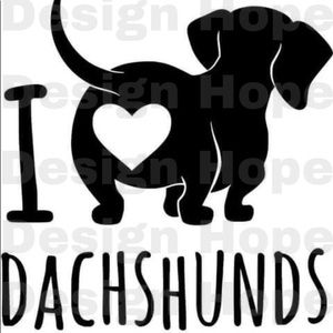 I heart dachshunds decal 4”